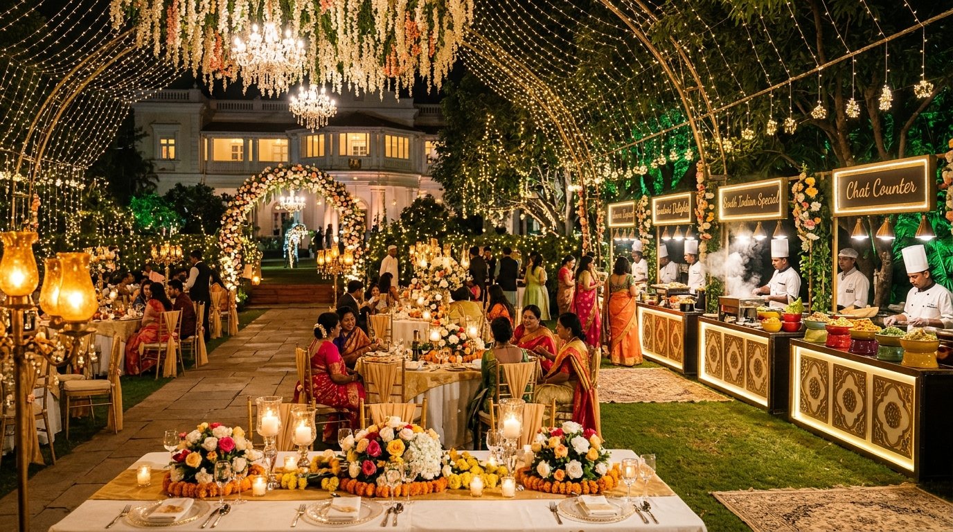 Bangalore Palace Garden Luxury Wedding Banquet by Shayana Enterprises